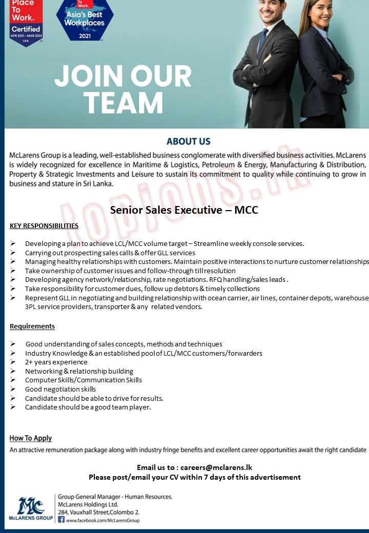 Senior Sales Executive MCC