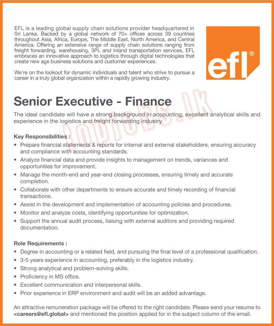 Senior Executive - Finance