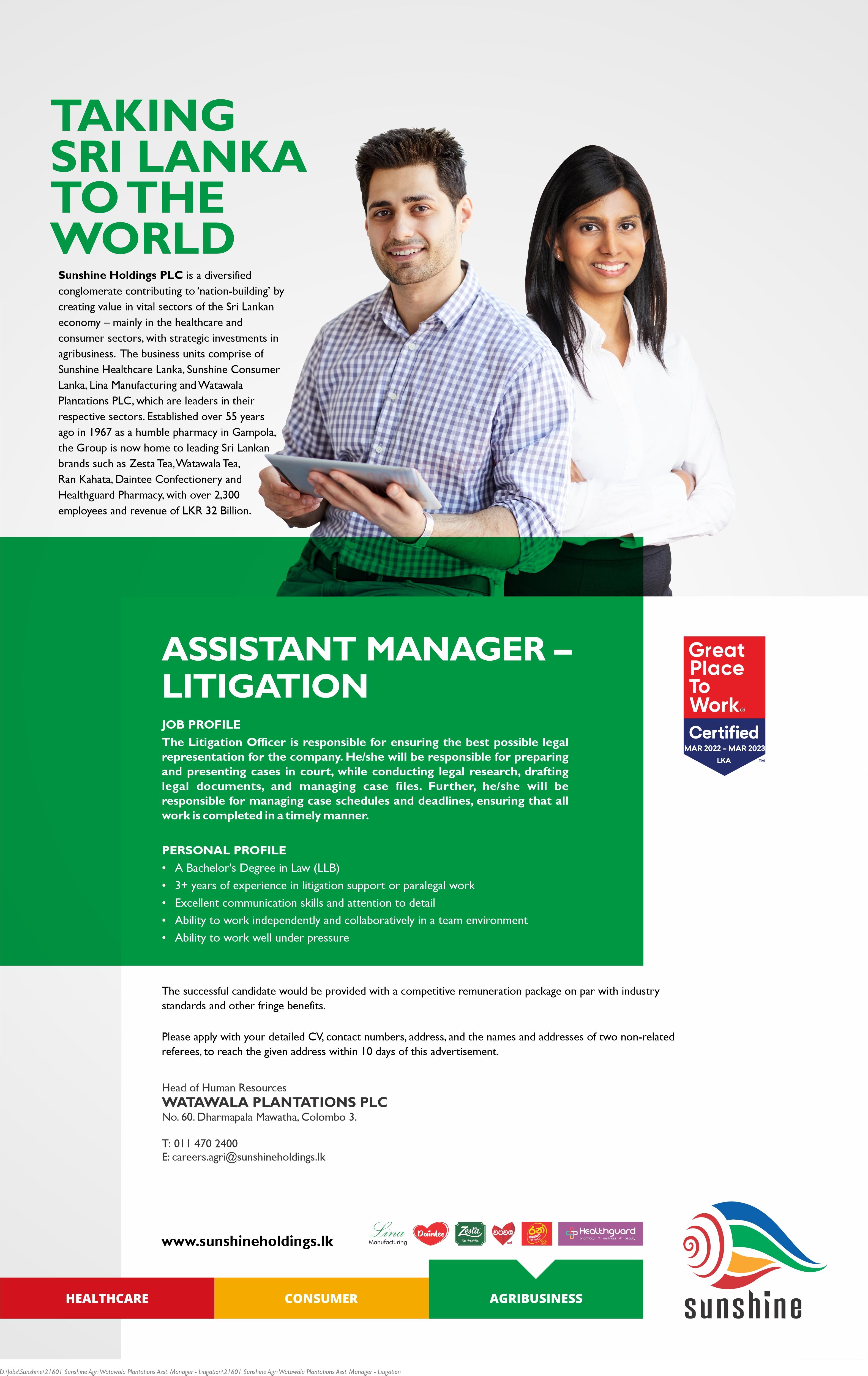 Assistant Manager - Litigation