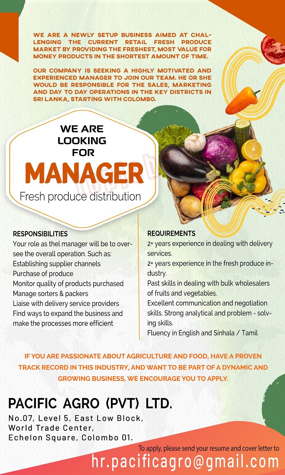 Manager - Fresh Produce Distribution