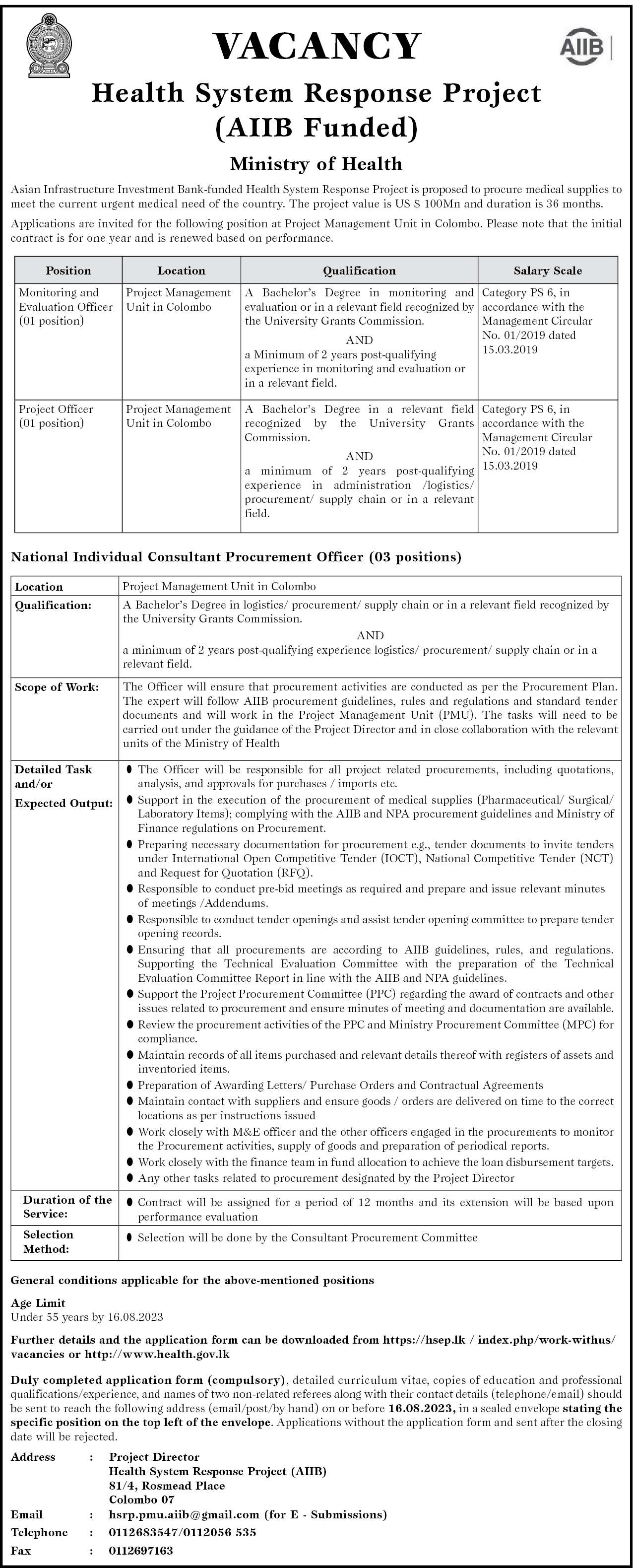 Monitoring and Evaluation officer, Project Officer