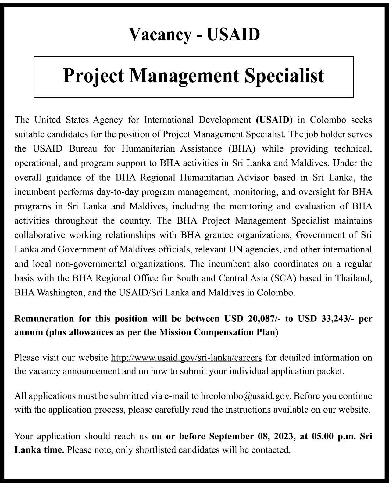 Project Management Specialist